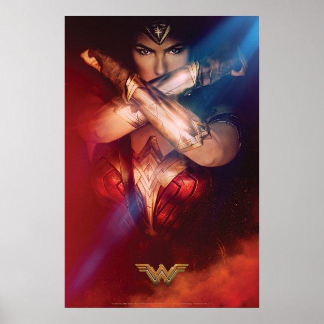 Póster Mujer Maravilla Bloqueando Con Pulseras (Frente)