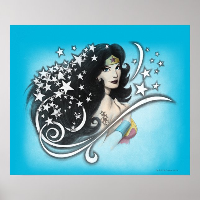 Póster Mujer Maravilla y estrellas (Frente)