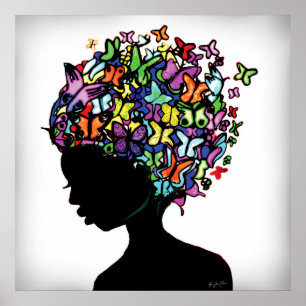 Póster Mujer mariposa