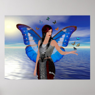 Póster Mujer mariposa