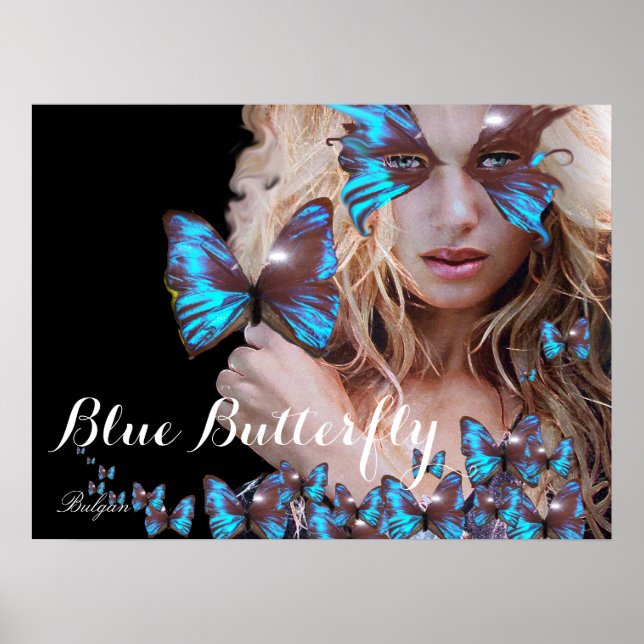 PÓSTER MUJER MARIPOSA AZUL (Frente)