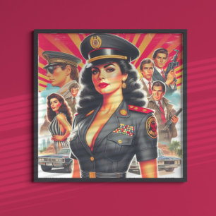 Póster Mujer militar retro
