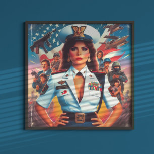 Póster Mujer militar retro