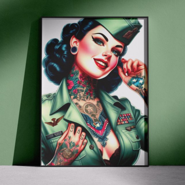 Póster Mujer militar tatuada vintage (Subido por el creador)
