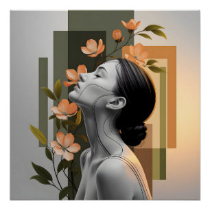 Póster Mujer minimalista con elegancia botánica