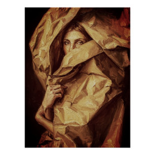 Póster Mujer Misteriosa Envuelta en Papel