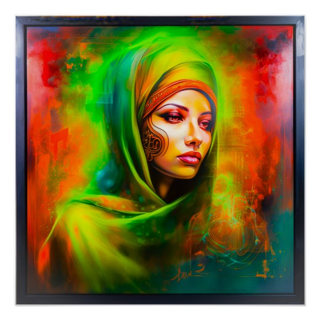 Póster Mujer mística en colores neones (Anverso)