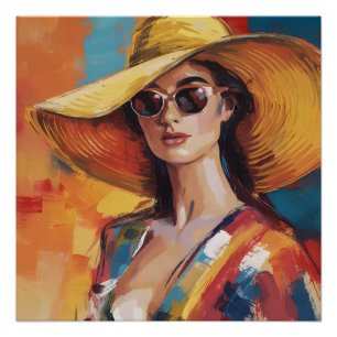 Póster Mujer moderna audaz con retrato abstracto de sombr