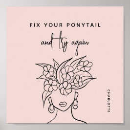 Póster Mujer moderna con flores personalizada