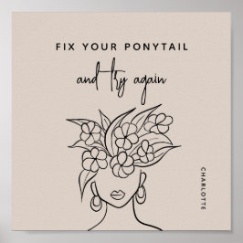 Póster Mujer moderna con flores personalizada