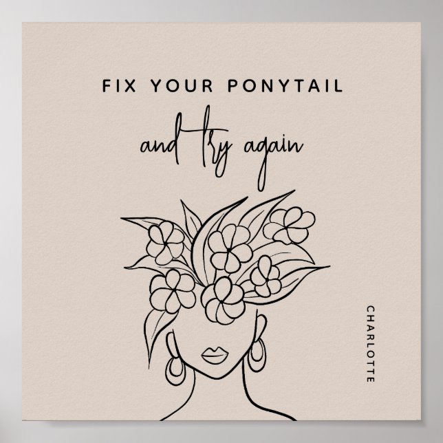 Póster Mujer moderna con flores personalizada (Frente)