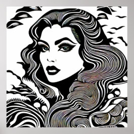 Póster Mujer moderna negra y blanca