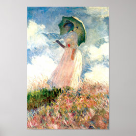 Póster Mujer Monet con una sombrilla a la izquierda