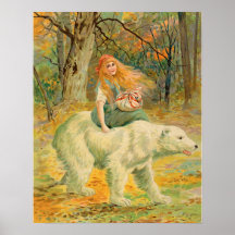 Mujer montando en ilustracion de oso