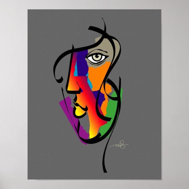 Póster Mujer Multicultural En Gris (Frente)