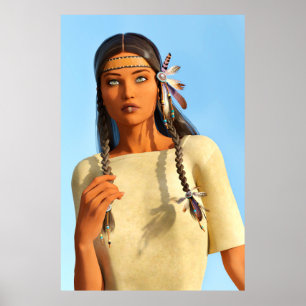 Póster Mujer Nativa Americana Indígena Hermosa Vestimenta