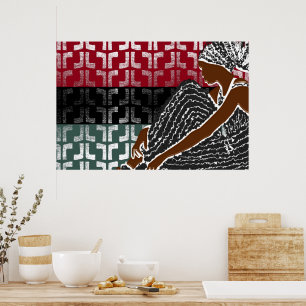 Póster Mujer negra africana con el envolvimiento de cabez