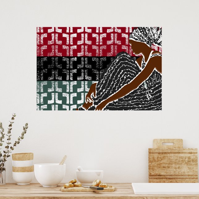 Póster Mujer negra africana con el envolvimiento de cabez (Cocina)