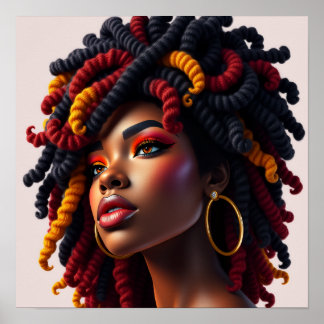 Póster mujer negra africana melanina hermana chicas de pi