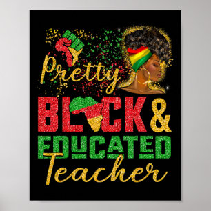 Póster Mujer Negra Afro Chica Bonito Negro Y Educar A La