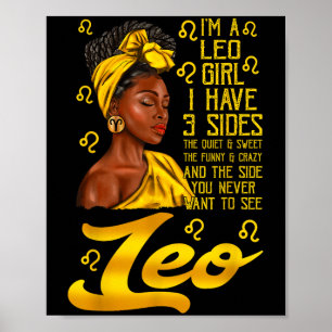 Póster Mujer Negra Afro Leo Es Mi Cumpleaños Signo Zodiac