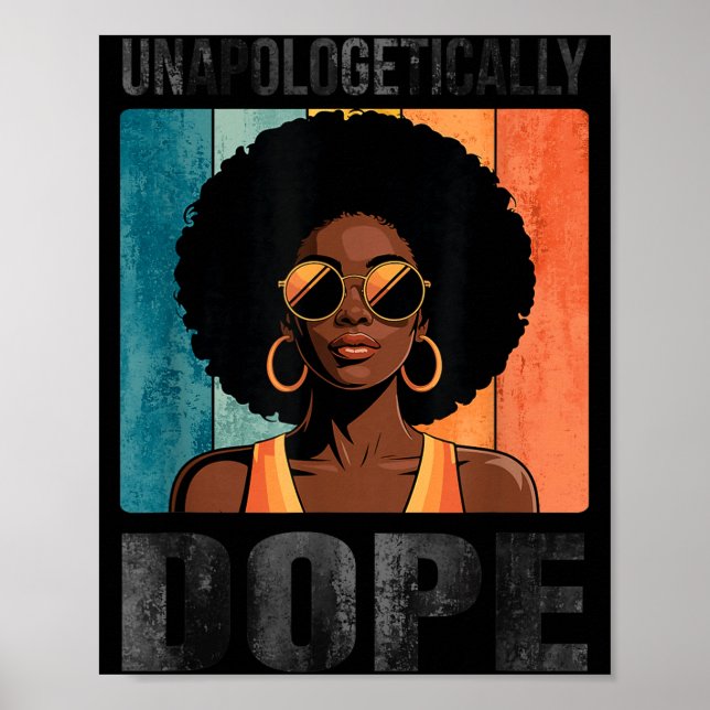Póster Mujer negra afro retro sin disculpas (Frente)