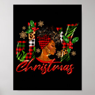 Póster Mujer negra alegre americana divertida Navidad A
