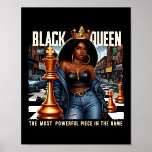 Póster Mujer Negra Cultura Negra Reina Negra Ajedrez Empo