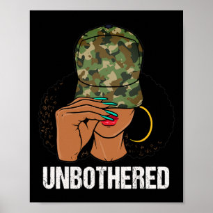 Póster Mujer negra despreocupada Locs Camo Melanina Negra