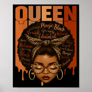 Póster Mujer Negra Educada Fuerte Mes de la Historia Negr