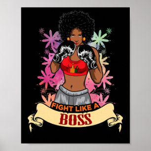 Póster Mujer Negra Empoderada Boxeo Magia Kickboxing Chic