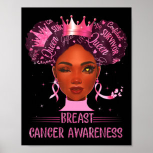Póster Mujer Negra En Octubre Usamos Cáncer De Mama Rosa
