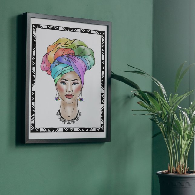 Póster Mujer negra en un turbante colorido (Subido por el creador)