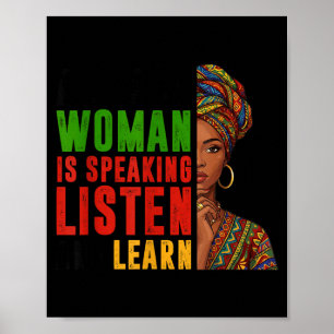Póster Mujer Negra Hablando Escuchar Aprender Historia Ho