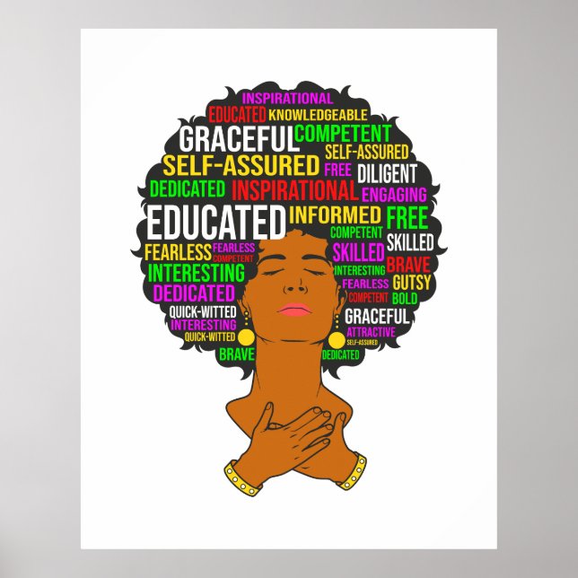 Póster Mujer negra inspiradora mímel negro (Frente)