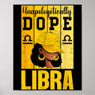 Póster Mujer Negra Libra sin disculpas Gorra Zodiaco