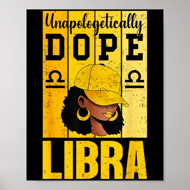 Póster Mujer Negra Libra sin disculpas Gorra Zodiaco  (Frente)