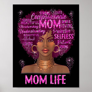 Póster Mujer negra mamá vida mamá afroamericana feliz
