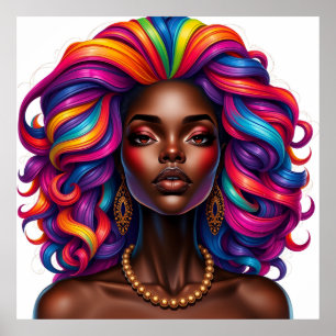 Póster Mujer negra melanina hermanas chicas de piel moren