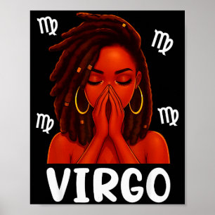 Póster Mujer Negra Virgo Locd Reza Cristiana Zodiaco Naci