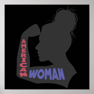 Póster Mujer norteamericana gris oscuro