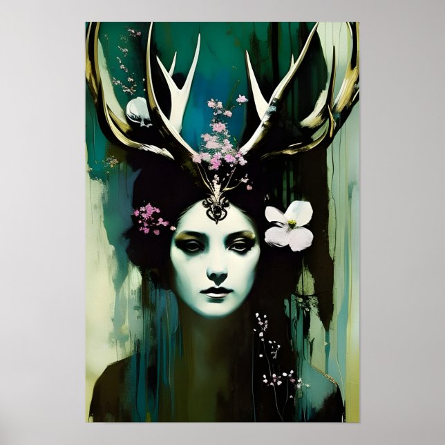 Póster Mujer Pagan Con Antillas (Frente)
