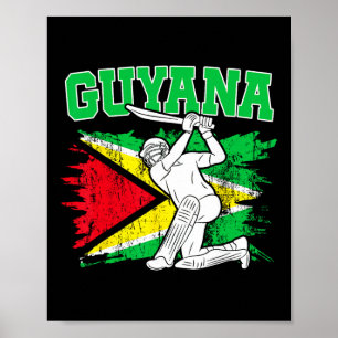 Póster Mujer Patriótica De Cricket De Guyana Cricket Guya