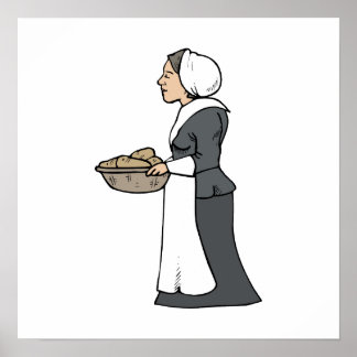 Póster Mujer peregrina con comida