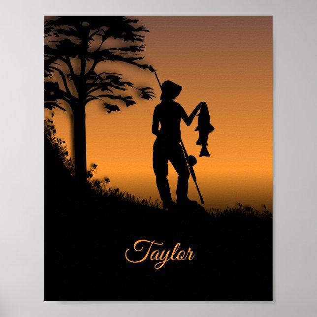 Póster Mujer Pescadora al Atardecer Personal (Frente)