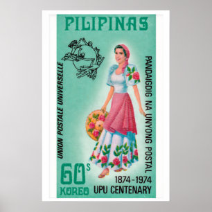 Póster Mujer Pilipinas Sello Postal de los años 60-70 - V