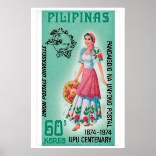 Póster Mujer Pilipinas Sello Postal de los años 60-70 - V