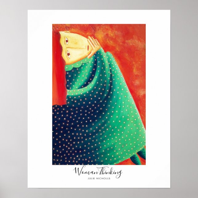 Póster Mujer Pintura Pensando (Frente)