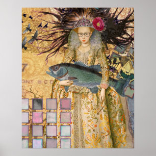 Póster Mujer Piscis Vintage Gótico Clásico