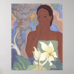 Póster "Mujer polinesia y Tiki" - Arman Manookian